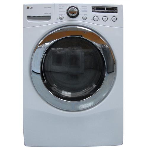 LG DLEX2650W 27 Inch Electric Dryer with 7.3 cu. ft. Capacity, 9 Dry Cycles, 10 Options, Steam Functions, Sensor Dry, Alloy Steel Drum and Dual LED Display: White