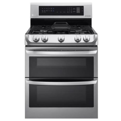 LG LDG4315ST 30 Inch Double Oven Gas Range with ProBake Convection®, EasyClean®, WideView™ Window, UltraHeat™ 18,500 BTU Power Burner, 5 Sealed Burners, 6.9 cu. ft. Capacity, Glass Touch Controls and Griddle: Stainless Steel