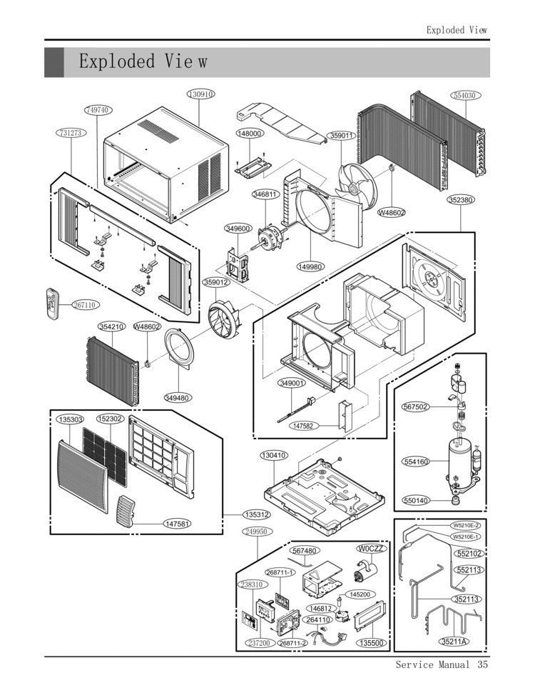 LG Air Conditioner Cabinet Assembly,Single - ABJ73769415