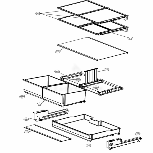 LG Refrigerator Shelf Assembly - AHT73234049