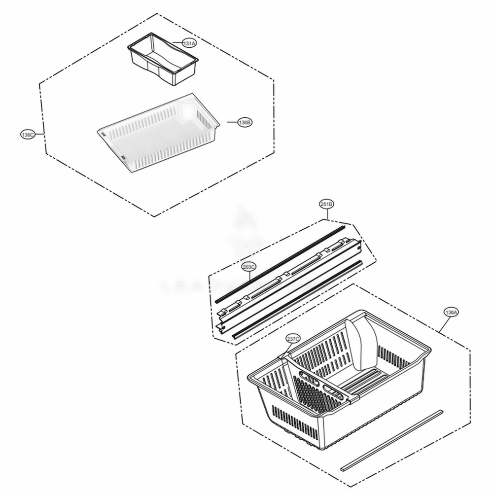 LG Drawer Tray Assembly - AJP73794505