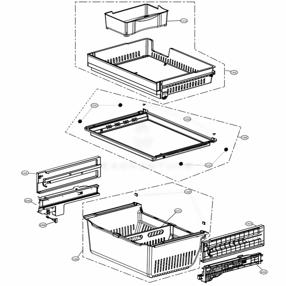LG Drawer Tray Assembly - AJP73334621