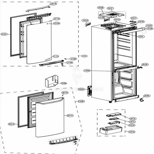 LG Freezer Door Foam Assembly - ADD73518419