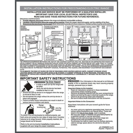 Electrolux Range Installation Manual - 316454912