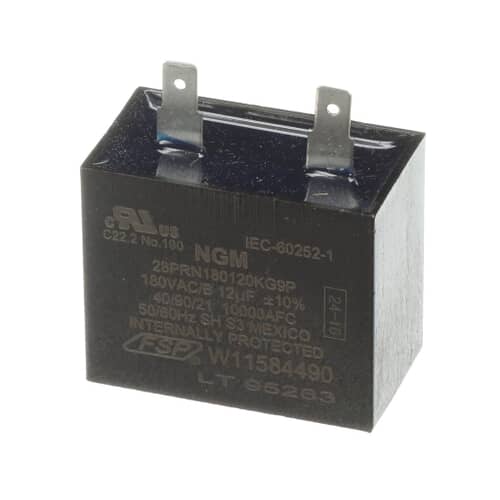 Whirlpool Run Capacitor, 12 Mfd/180V_90C - W11631831