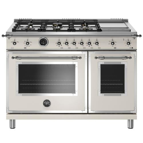 Bertazzoni HERT486GDFSAVT Heritage Series 48 Inch Freestanding Dual Fuel Range with 6 Sealed Burners
