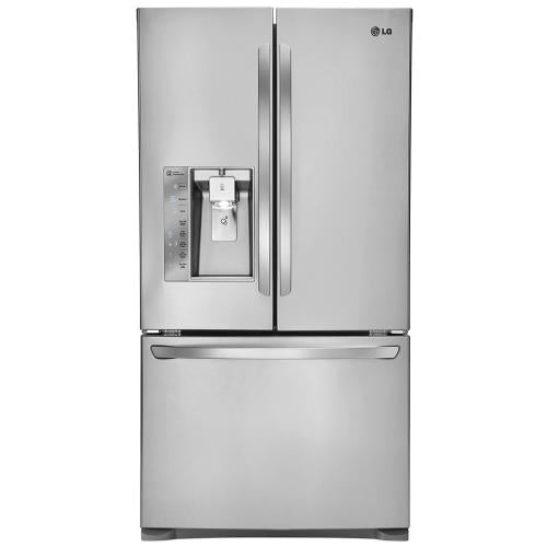 LG LFXC24726S 36 Inch Counter Depth French Door Refrigerator with Slim SpacePlus® Ice System, Smart Cooling® Plus, Smart Pull® Handle, Tall Ice & Water Dispenser®, SpillProtector™ Shelving, 23.7 cu. ft. Capacity and ENERGY STAR®: Stainless Steel