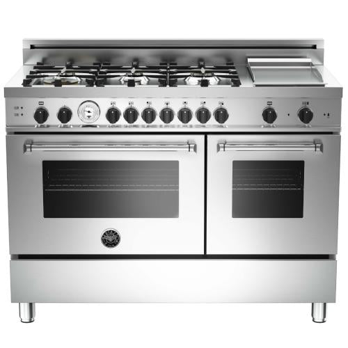 Bertazzoni MAS486GGASXTLP Master Series 48 Inch Pro-Style Gas Range with 6 Sealed Brass Burners
