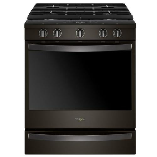 Whirlpool WEG750H0HV0 30-Inch Slide In Gas Convection Range Black Stainless