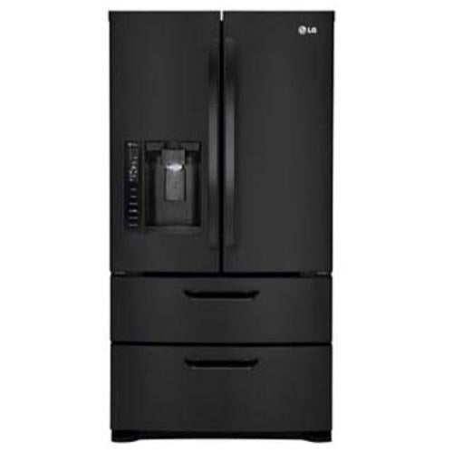 LG LMX25986SB 24.7 cu. ft. 4-Door French Door Refrigerator with Slide-Out Spill Protector Glass Shelves, Humidity Crispers, Water Filter and External Ice/Water Dispenser: Smooth Black