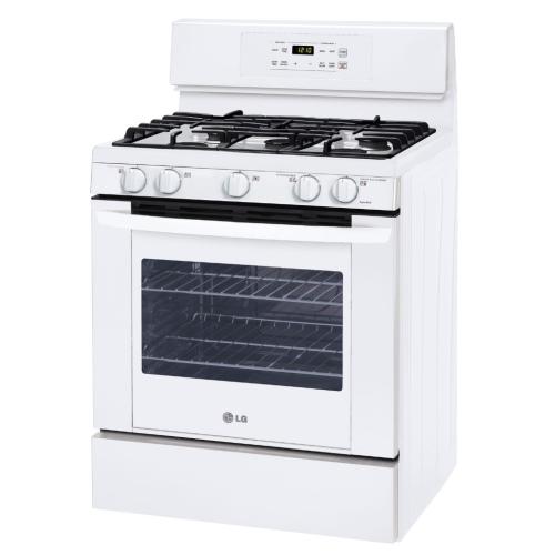 LG LRG3091SW 30 Inch Freestanding Gas Range with 5 Sealed Burners, 17,000 BTU SuperBoil Burner, Continuous Grates, 5.4 cu. ft. Self-Clean Oven, PreciseTemp Bake System and Storage Drawer: Smooth White