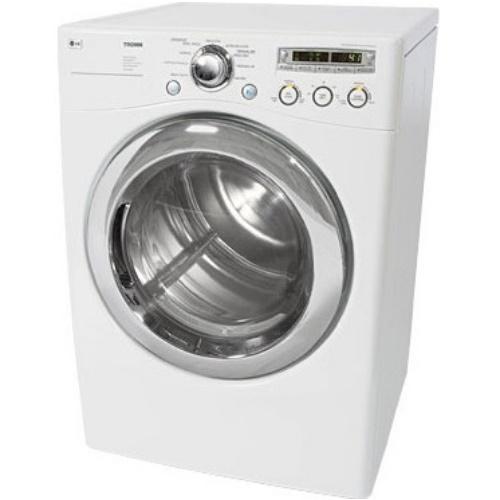 LG DLE5955W 27 Inch Electric Dryer with 7.3 cu. ft. Capacity, 9 Drying Programs, 5 Temperature Levels, 5 Drying Levels, Sensor Dry System and FlowSense Duct Clogging Indicator: White