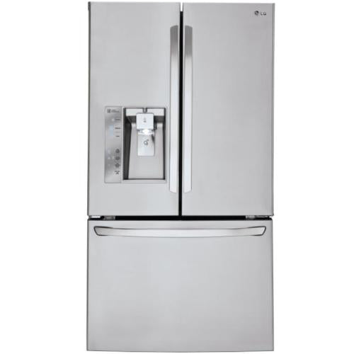 LG LFXS30726B 36 Inch French Door Refrigerator with 29.8 cu. ft. Capacity, 3 SpillProtector Glide N' Access Tempered Glass Shelves, Gallon Door Storage, 3-Tier Organization Freezer, Fresh Air Filter, External Ice/Water Dispenser and Energy Star Rated