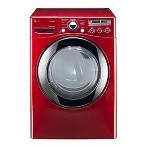 LG DLGX2651R 27 Inch Gas Dryer with 7.3 cu. ft. Capacity, 9 Dry Cycles, 10 Options, Steam Functions, Sensor Dry, Alloy Steel Drum and Dual LED Display: Wild Cherry Red