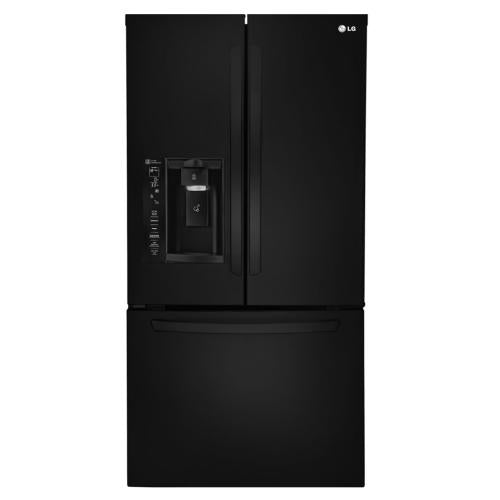 LG LFXS24623B 33 Inch French Door Refrigerator with Slim SpacePlus® Ice Maker, SpillProtector™ Glass Shelving, Glide N' Serve™, Linear Compressor, Fresh Air Filter, Humidity-Controlled Crispers, ENERGY STAR®, 24.2 cu. ft. Capacity and Freestanding