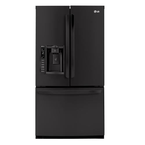 LG LFX25976SB 24.7 cu. ft. French Door Refrigerator with 4 Split Spill Protector Glass Shelves, Glide N' Serve Drawer, External Ice/Water Dispenser, LED Interior Light and Linear Compressor: Smooth Black