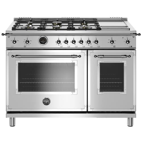 Bertazzoni HERT486GDFSXT Heritage Series 48 Inch Freestanding Dual Fuel Range with 6 Sealed Burners