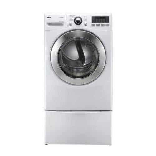 LG DLEX3070W 27 Inch Electric Dryer with 7.3 cu. ft. Capacity, 12 Dry Cycles, 10 Options, Steam Functions, Sensor Dry, Drying Rack and Dual LED Display: White