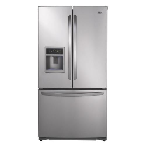 LG LFX25961AL 24.7 cu. ft. French Door Refrigerator with 4 Split Slide-Out Glass Shelves, Clear Gallon Door Storage, External Ice/Water Dispenser, SpacePlus Ice System, Compartment Crisper System and Finger Print Resistant Finish: EasySteel