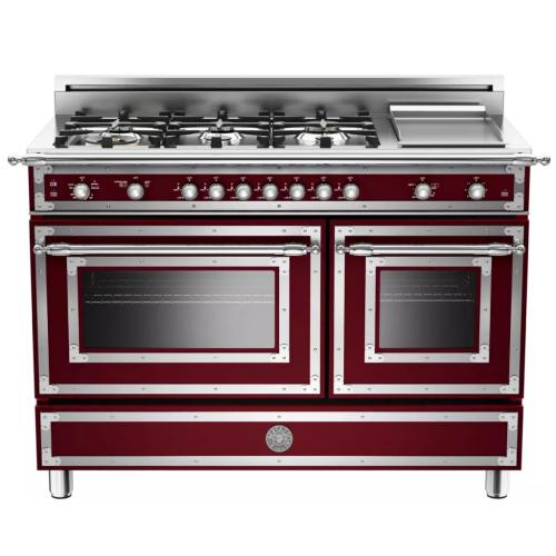 Bertazzoni HER486GGASVI01 Heritage Series 48 Inch Traditional-Style Gas Range with 6 Sealed Brass Burners