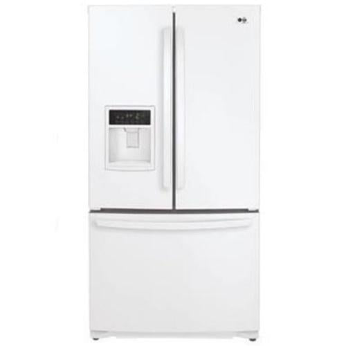 LG LFX25961SW 24.7 cu. ft. French Door Refrigerator with 4 Split Slide-Out Glass Shelves, Clear Gallon Door Storage, External Ice/Water Dispenser, SpacePlus Ice System, Compartment Crisper System and Finger Print Resistant Finish: Smooth White