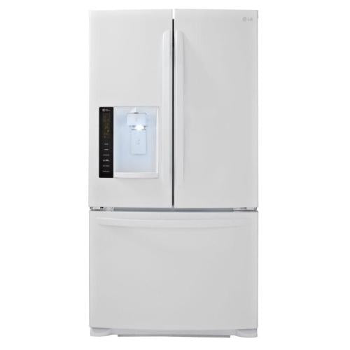 LG LFX25974SW 36 Inch French Door Refrigerator with Slim SpacePlus™ Ice System, Smart Cooling® System, Glide N' Serve® Drawer, External Tall Dispenser, Linear Compressor, SpillProtector™ Shelves, Humidity-Controlled Crispers and ADA Compliant: White