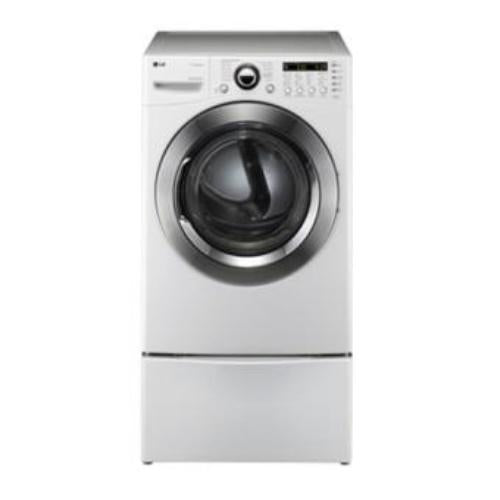 LG DLEX3360W 27 Inch Electric Dryer with 7.4 cu. ft. Capacity, 12 Drying Cycles, Steam/Sanitary Cycles, 9 Options, Sensor Dry and Dual LED Display: White