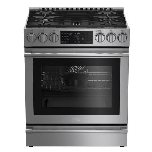 Beko 7732187907 30" Stainless Steel Slide-In Dual Fuel Range - SLDF30540SS