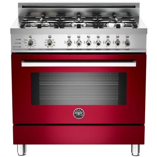 Bertazzoni PRO366DFSVI Professional Series 36 Inch Pro-Style Dual Fuel Range with 6 Sealed Brass Burners