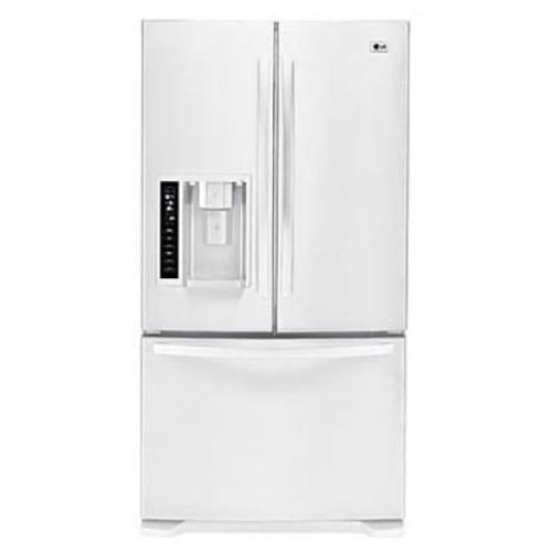 LG LFX25975SW 24.7 cu. ft. French Door Refrigerator with 3 Spill-Protector Tempered Glass Shelves, Temperature-Controlled Glide 'N Serve Drawer and Self-Contained Ice System: Smooth White