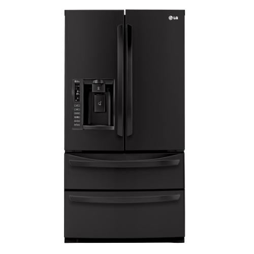 LG LMX28988SB 27.5 cu. ft. French Door Refrigerator with Slide-Out Spill Protector Glass Shelves, Glide N' Serve Drawer, Double Freezer Drawers and External Tall Ice/Water Dispenser: Smooth Black