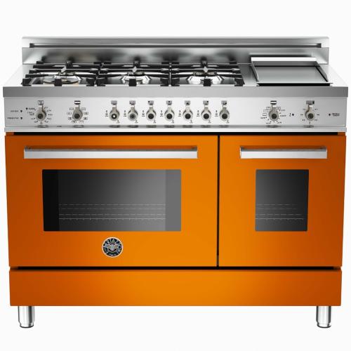 Bertazzoni PRO486GDFSAR Professional Series 48 Inch Pro-Style Dual Fuel Range with 6 Sealed Brass Burners