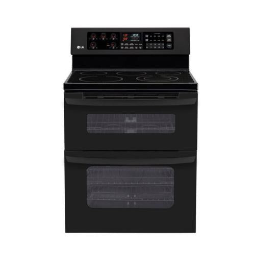LG LDE3015SB 30 Inch Freestanding Electric Double-Oven Range with 5 Radiant Elements, 4.4 cu. ft. Lower Oven, 2.3 cu. ft. Upper Oven, IntuiTouch Controls and Self-Cleaning (Both Ovens): Smooth Black