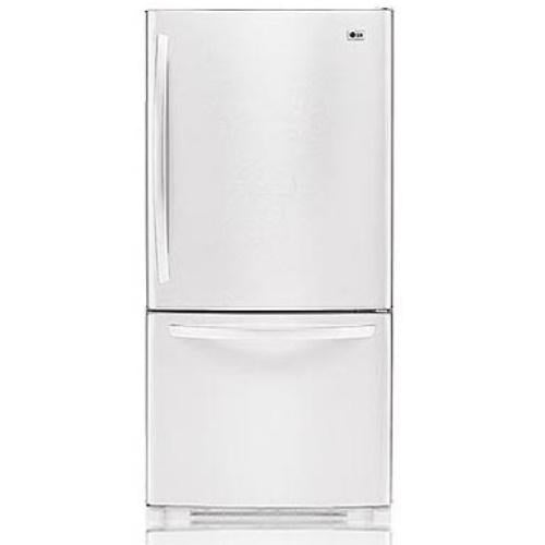LG LBC22520SW 22.4 cu. ft. Bottom-Freezer Refrigerator with 4 Split Cantilevered Glass Shelves, 5 Design-A-Door Bins, Ice Maker, IcePlus Accelerated Freezing and Swing Freezer Door: Smooth White
