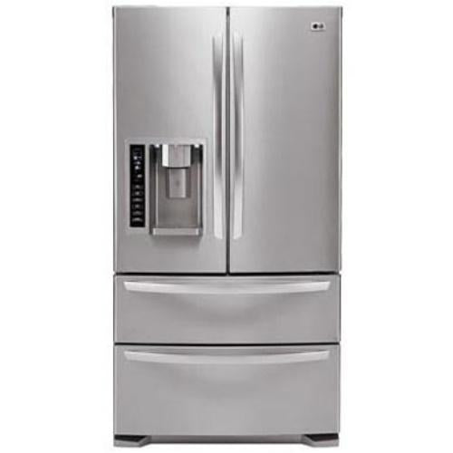 LG LMX25984ST 24.7 cu. ft. French Door Refrigerator with 4 Spill Protector Glass Shelves, 4 Compartment Crisper System, External Ice/Water Dispenser and Double Freezer Drawers: Stainless Steel