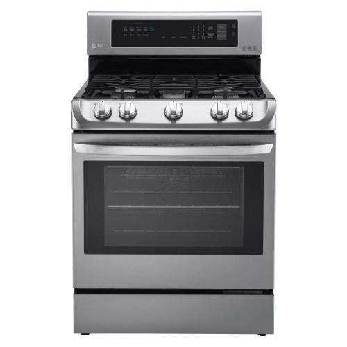 LG LRG4113ST 30 Inch Gas Range with ProBake Convection, UltraHeat Burner, EasyClean, 5 Sealed Burners, 6.3 cu. ft. Oven, Smart Oven Light, Glass Touch Controls and Storage Drawer