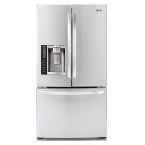 LG LFX25976ST 24.7 cu. ft. French Door Refrigerator with 4 Split Spill Protector Glass Shelves, Glide N' Serve Drawer, External Ice/Water Dispenser, LED Interior Light and Linear Compressor: Stainless Steel