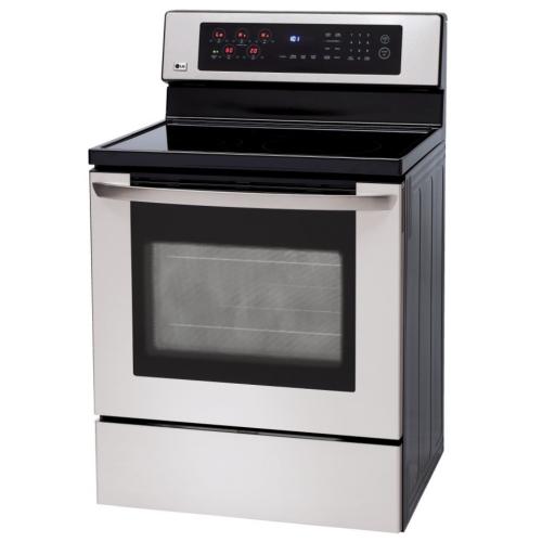 LG LRE30453ST 30 Inch Freestanding Electric Range with 5 Radiant Elements, 5.6 cu. ft. Convection Oven, IntuiTouch Control System and Storage Drawer: Stainless Steel