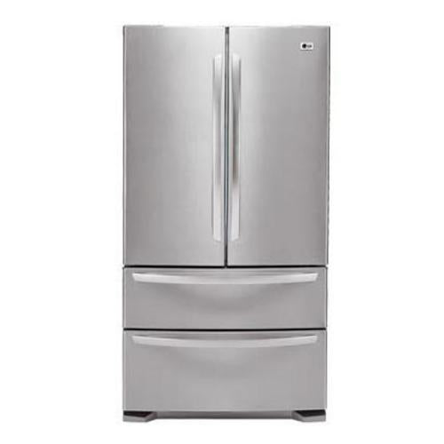 LG LMC25780AL 24.8 cu. ft. 4 Door French Door Refrigerator with 4 Spill Protector Glass Shelves, 4-Compartment Crisper System, Premium LED Internal Touch Pad and Double Freezer Drawer: EasySteel