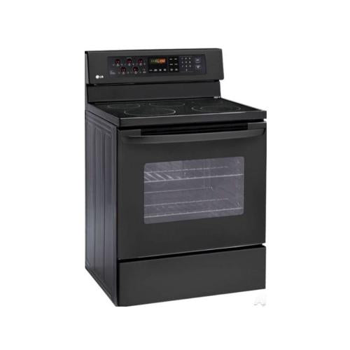 LG LRE3012SB 30 Inch Freestanding Electric Range with 5 Radiant Elements, 5.6 cu. ft. Self-Clean Oven, IntuiTouch Controls, PreciseTemp Cooking System, WideView Window and Storage Drawer: Smooth Black