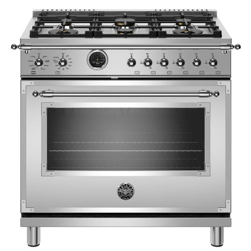 Bertazzoni HERT366DFSXT Heritage Series 36 Inch Dual-Fuel Range with 6 Monobloc Brass Burners