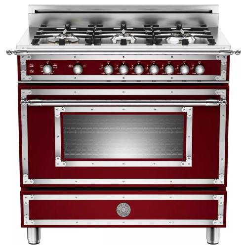 Bertazzoni HER366GASVI01 Heritage Series 36 Inch Traditional-Style Gas Range with 6 Sealed Brass Burners