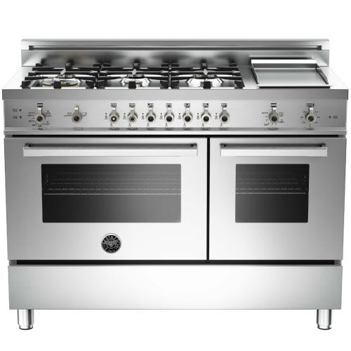 Bertazzoni PRO486GGASX/01 Professional Series 48 Inch Pro-Style Gas Range with 6 Sealed Brass Burners