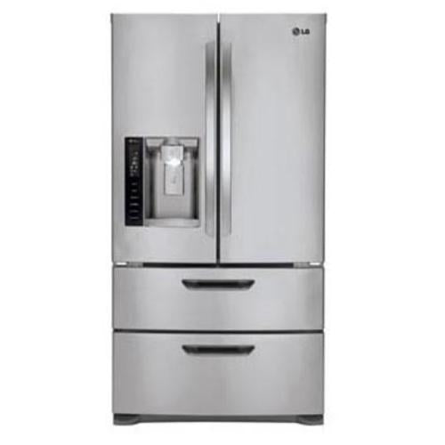LG LMX25986ST 24.7 cu. ft. 4-Door French Door Refrigerator with Slide-Out Spill Protector Glass Shelves, Humidity Crispers, Water Filter and External Ice/Water Dispenser: Stainless Steel