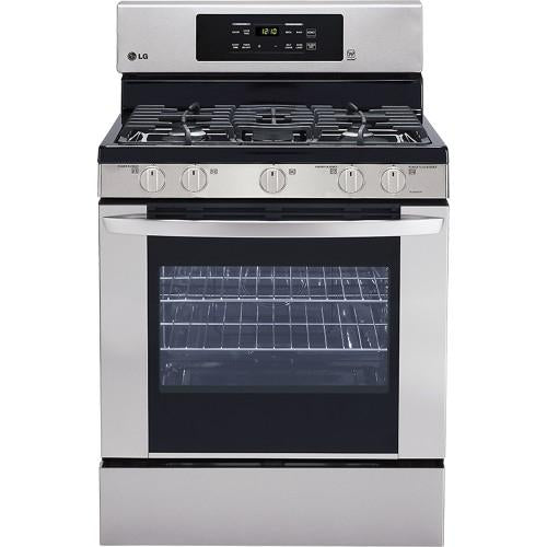 LG LRG3081ST 30 Inch Gas Range with EvenJet™ Fan Convection, 20 Minute EasyClean® Mode, IntuiTouch™ Keypad, SuperBoil 17,000 BTU Burner, Large WideView™ Plus Window, 5 Sealed Burners, 5.4 cu. ft. Oven and Storage Drawer: Stainless Steel