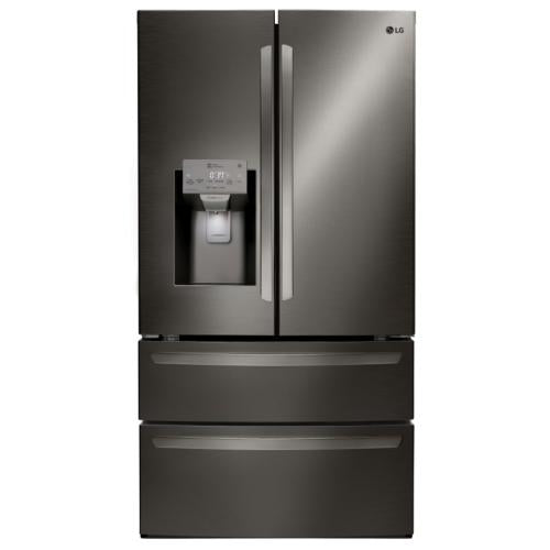 LG LMXS28626D 36 Inch 4-Door French Door Refrigerator with 27.8 cu. ft. Capacity, PrintProof™ Finish, Smart Cooling® System, Slim SpacePlus® Ice System, and ENERGY STAR® Qualified: Black Stainless Steel