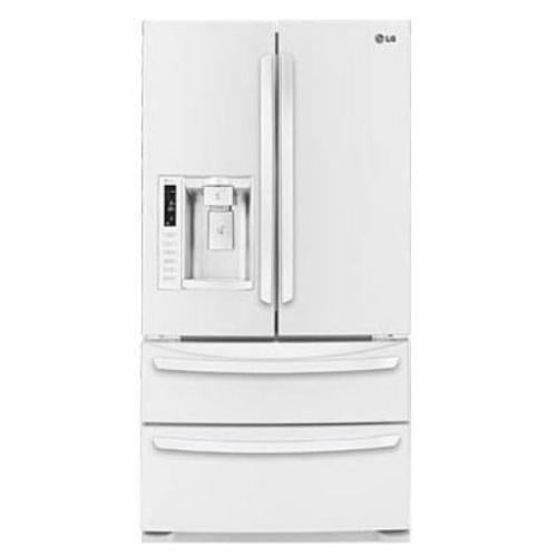 LG LMX28988SW 27.5 cu. ft. French Door Refrigerator with Slide-Out Spill Protector Glass Shelves, Glide N' Serve Drawer, Double Freezer Drawers and External Tall Ice/Water Dispenser: Smooth White