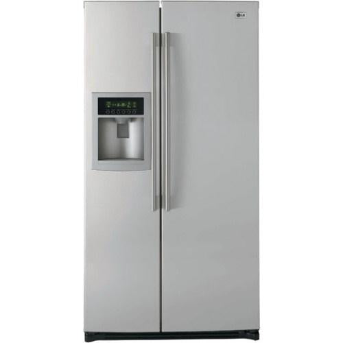 LG LSC27926TT 26.5 cu. ft. Side by Side Refrigerator with 3 Spill-Protector Glass Shelves, Wine Rack, Digital LED Display and Automatic Ice Maker: Titanium