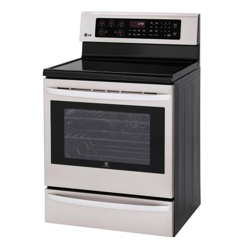 LG LRE3085ST 30 Inch Electric Range with 5 Radiant Heating Elements, 6.3 cu. ft. Oven Capacity, (2) 6 Inch/9 Inch 3200W Power Burners, Infrared Heating System, True Convection, Self Clean, Warming Drawer and IntuiTouch Controls