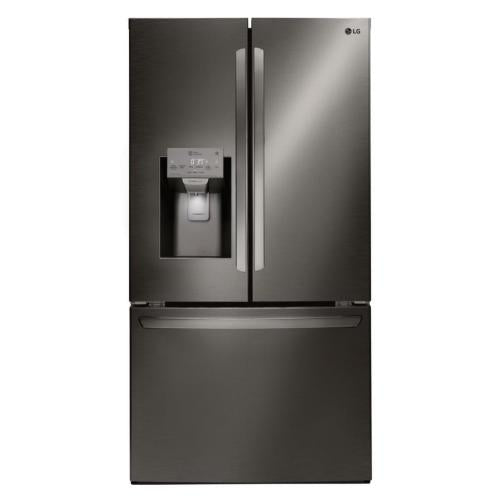 LG LFXS28968D 36 Inch French Door Refrigerator with 27.9 Cu. Ft. Capacity, Slim SpacePlus® Ice System, SpillProtector™ Glass Shelf, and ENERGY STAR® Rated: Black Stainless Steel